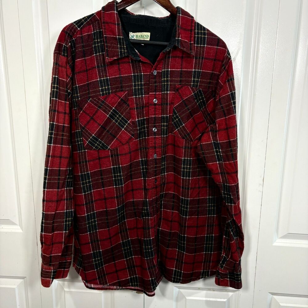 Haband Vintage Flannel Shirt, Men’s XXT Red Black Plaid Cottagecore Grunge